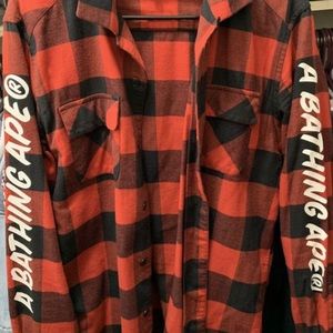 Bape flannel button up size large